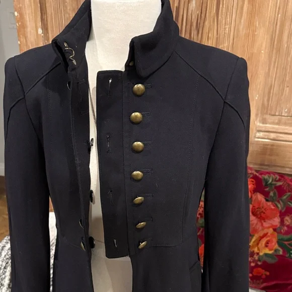 Zara Black Pea Coat with Gold Buttons - Picture 3 of 9